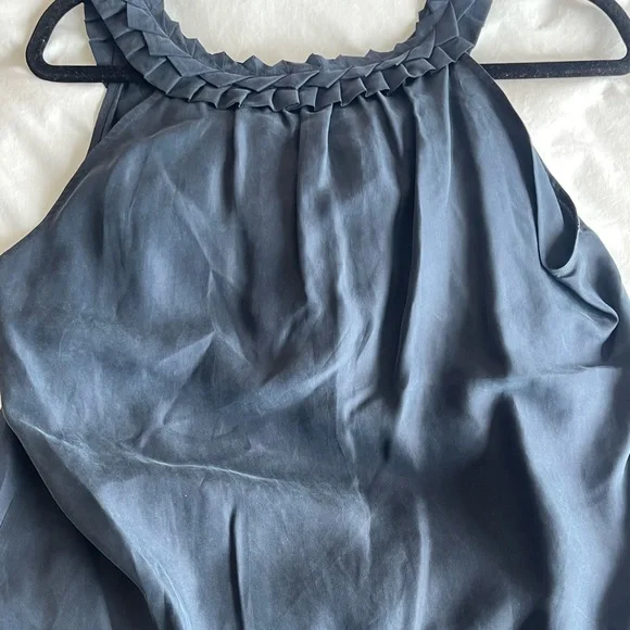 Michael Kors women’s navy silk sleeveless top with scoop braided neckline - Picture 8 of 9